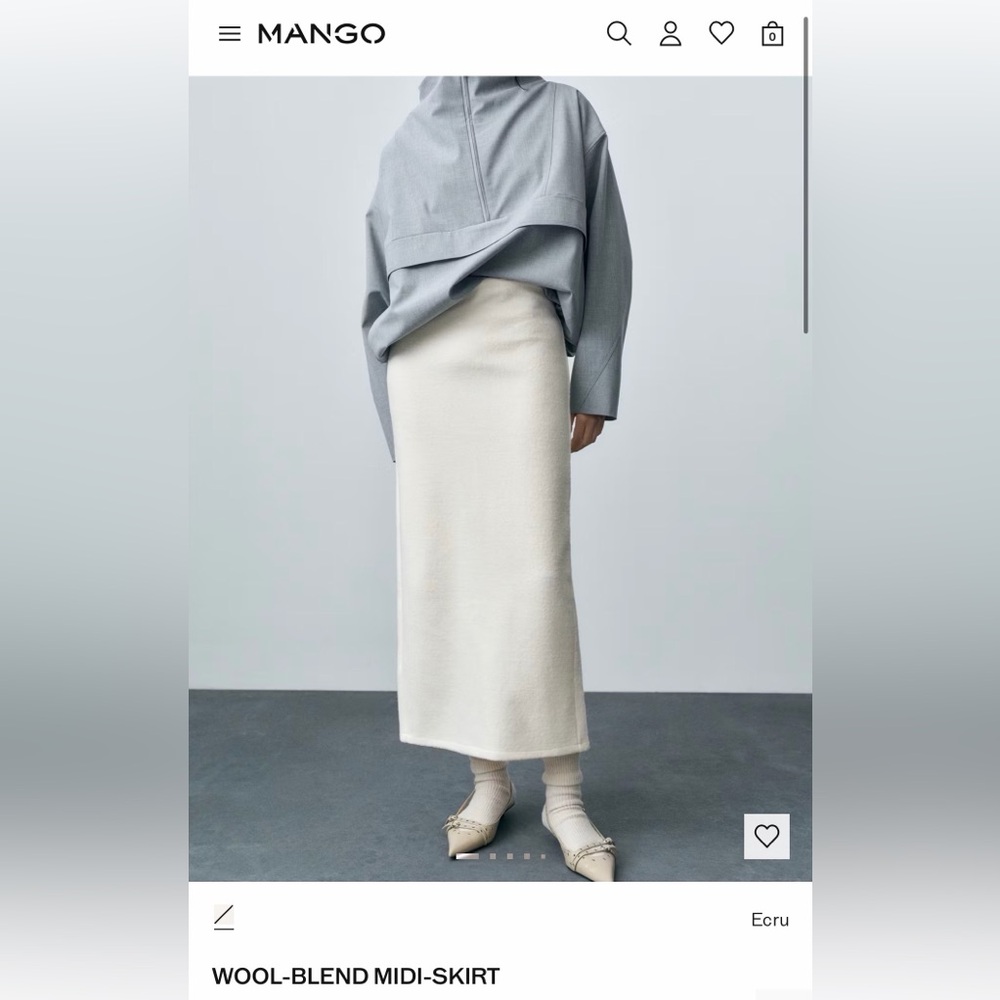 NWT Mango Wool Blend Midi Skirt